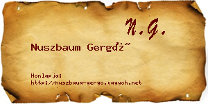 Nuszbaum Gergő névjegykártya
